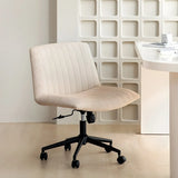 Modern White Adjustable Armless Faux Leather Office Chair Image - 6