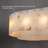 Modern White Alabaster Brass Long Oval Pendant Island Lights Image - 4