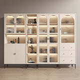 Modern White Arch Wood Large Display Bookcase with LED Image - 1