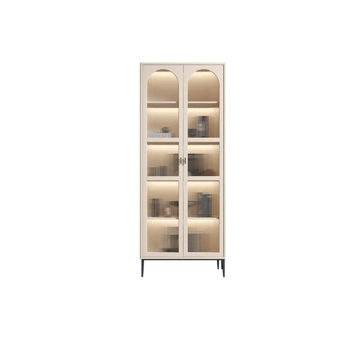 Modern White Arch Wood Large Display Bookcase with LED Image - 12