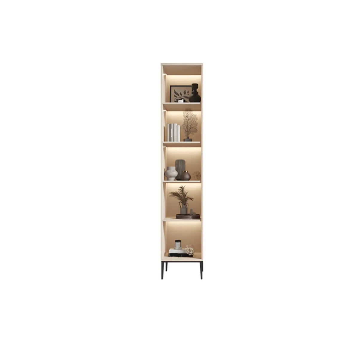 Modern White Arch Wood Large Display Bookcase with LED Image - 15