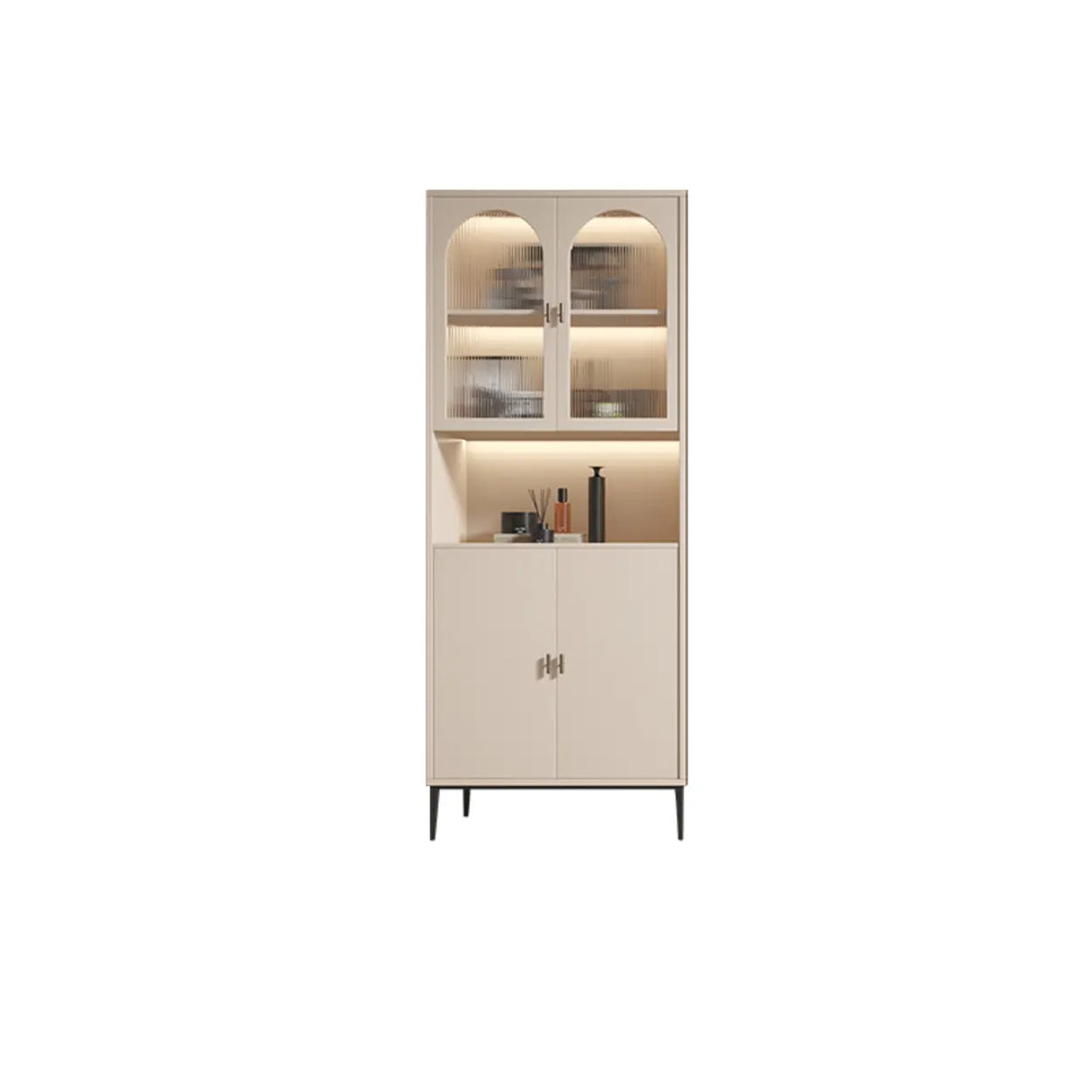 Modern White Arch Wood Large Display Bookcase with LED Image - 16