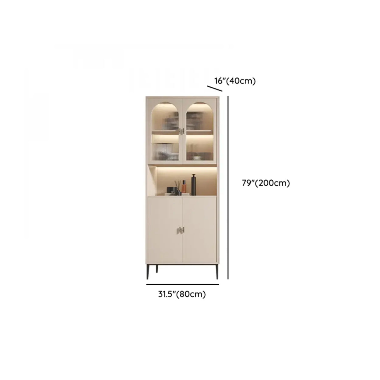 Modern White Arch Wood Large Display Bookcase with LED Image - 18