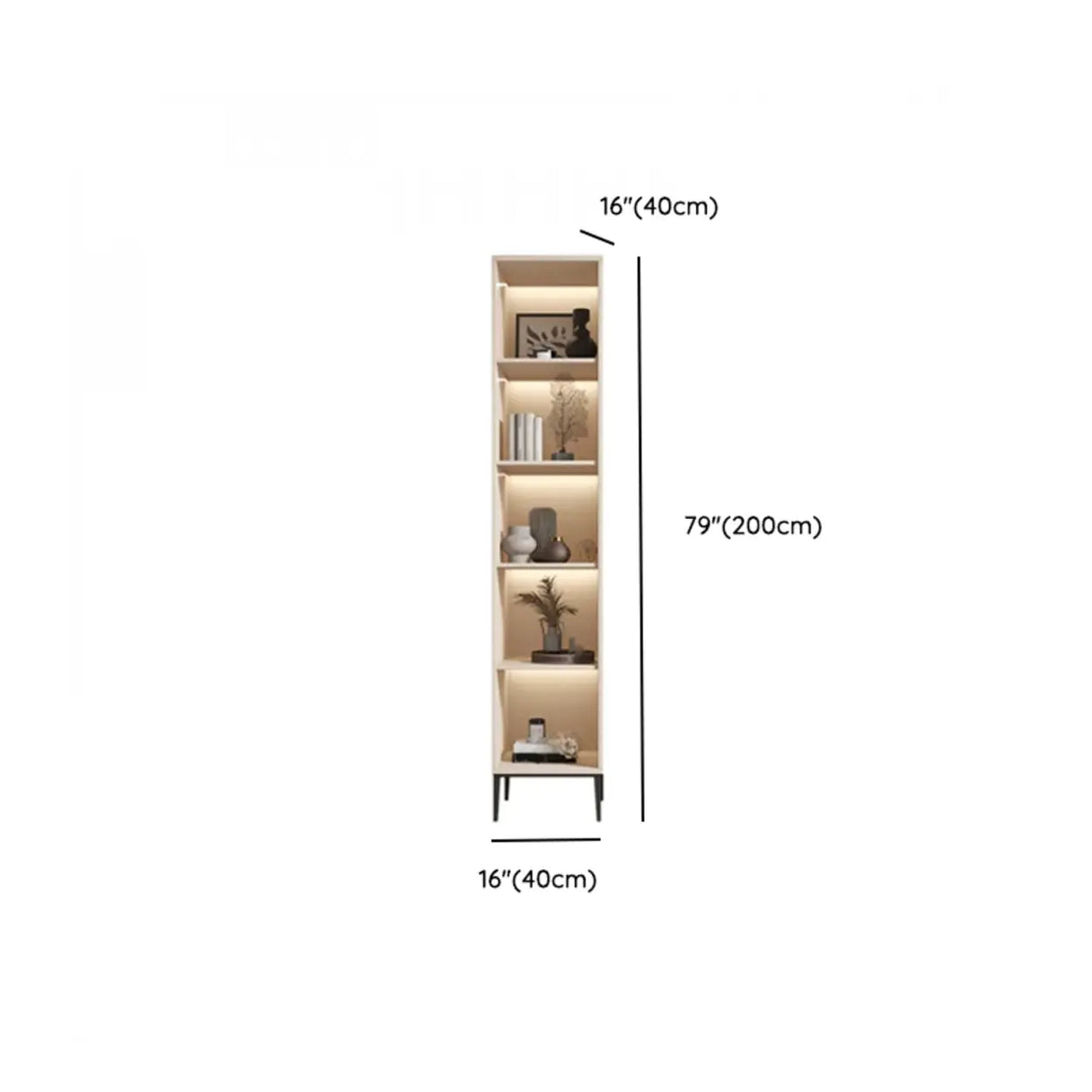 Modern White Arch Wood Large Display Bookcase with LED Image - 19