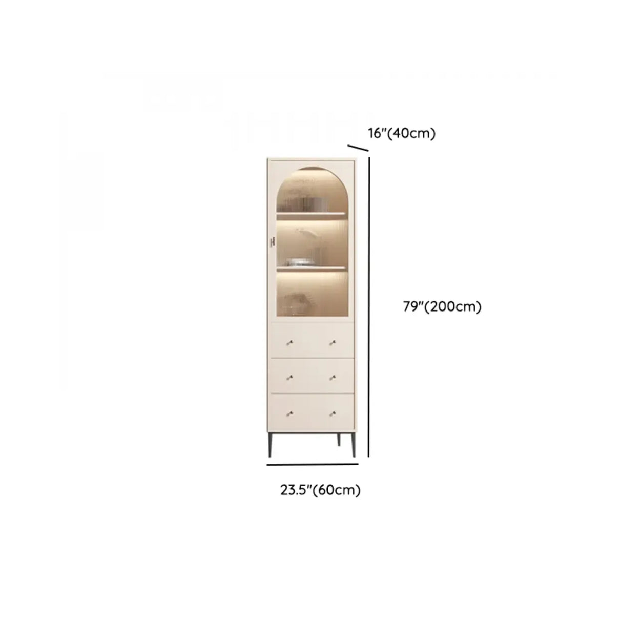 Modern White Arch Wood Large Display Bookcase with LED Image - 20
