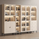 Modern White Arch Wood Large Display Bookcase with LED Image - 3