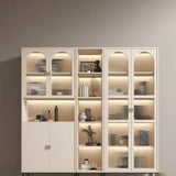 Modern White Arch Wood Large Display Bookcase with LED Image - 4