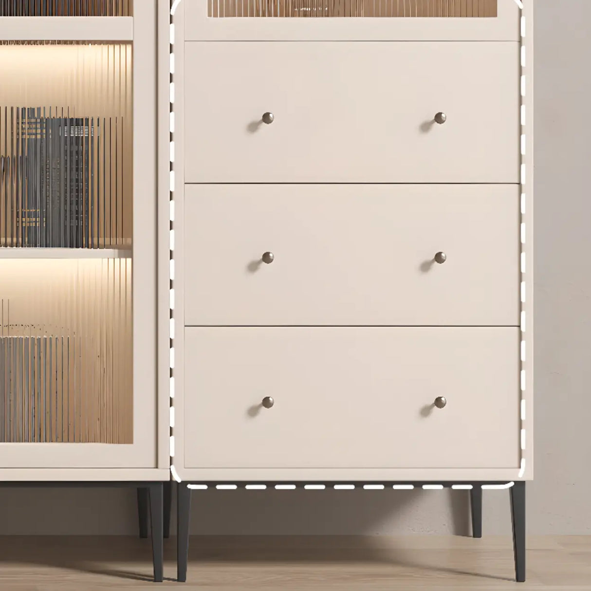 Modern White Arch Wood Large Display Bookcase with LED Image - 7