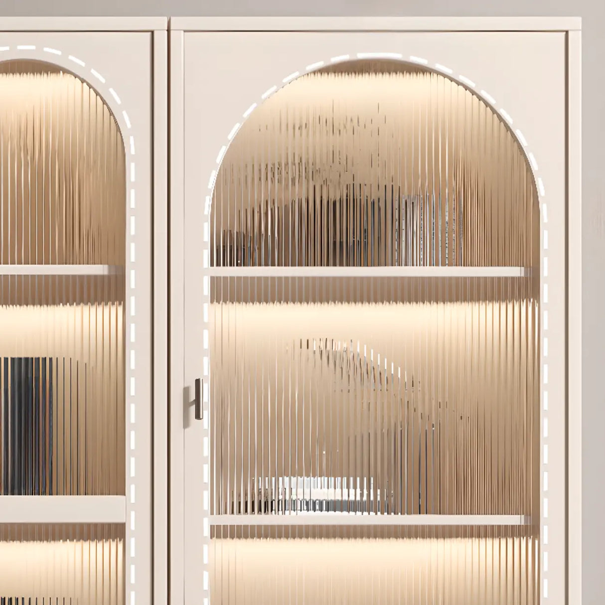 Modern White Arch Wood Large Display Bookcase with LED Image - 8