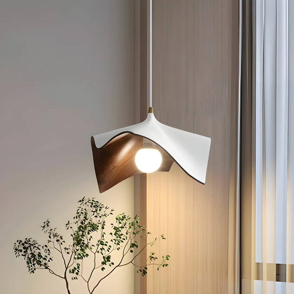 Modern White Bedroom Geometric Metal Pendant Light Image - 12
