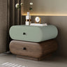 Modern White Brown Oval Nightstand with Rounded Drawers Image - 3