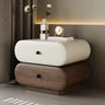 Modern White Brown Oval Nightstand with Rounded Drawers Image - 9