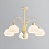 Modern White Chandeliers Downrods Dome Flower Living Room Image - 10