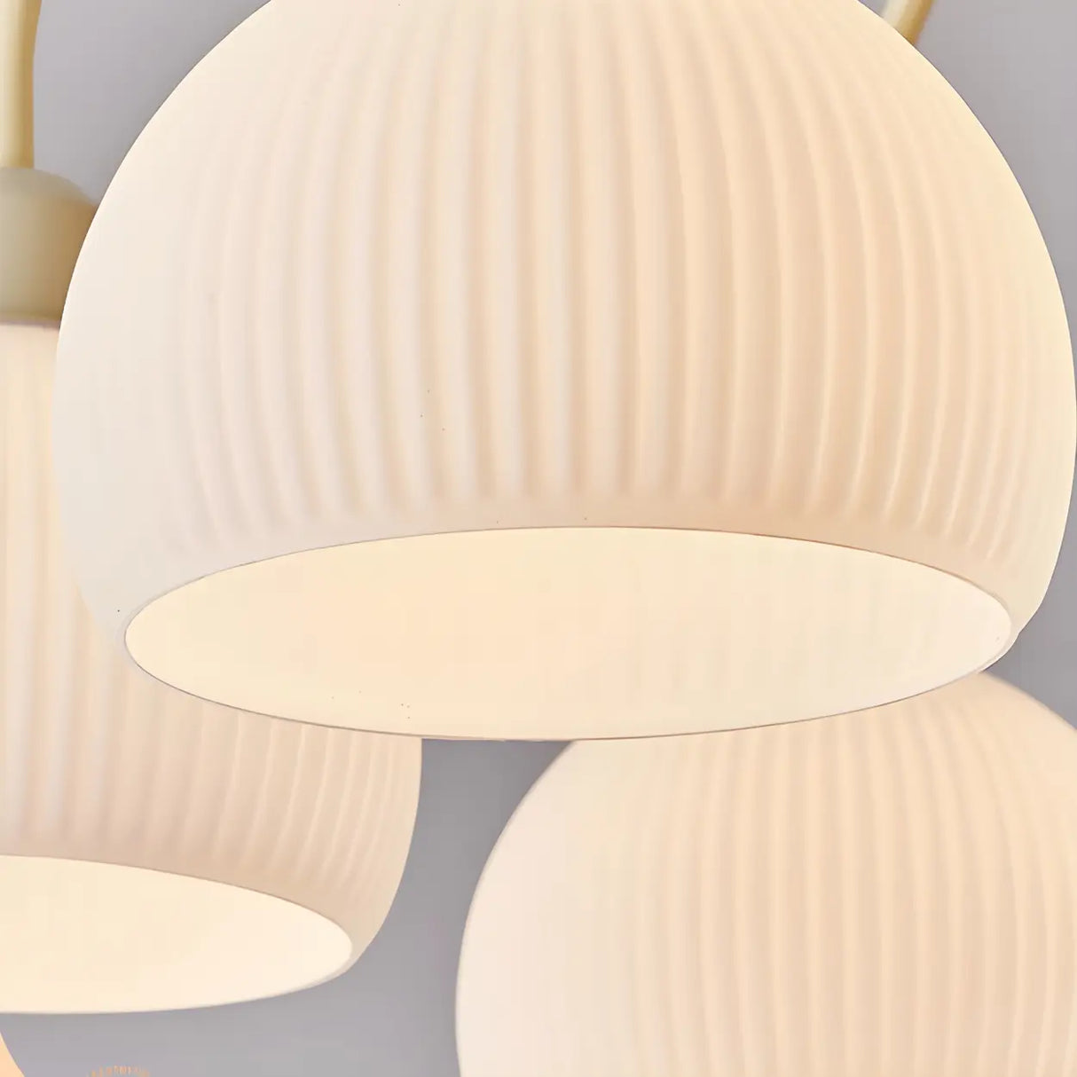 Modern White Chandeliers Downrods Dome Flower Living Room Image - 12