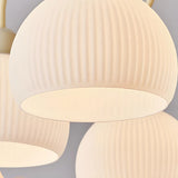 Modern White Chandeliers Downrods Dome Flower Living Room Image - 12