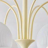 Modern White Chandeliers Downrods Dome Flower Living Room Image - 14