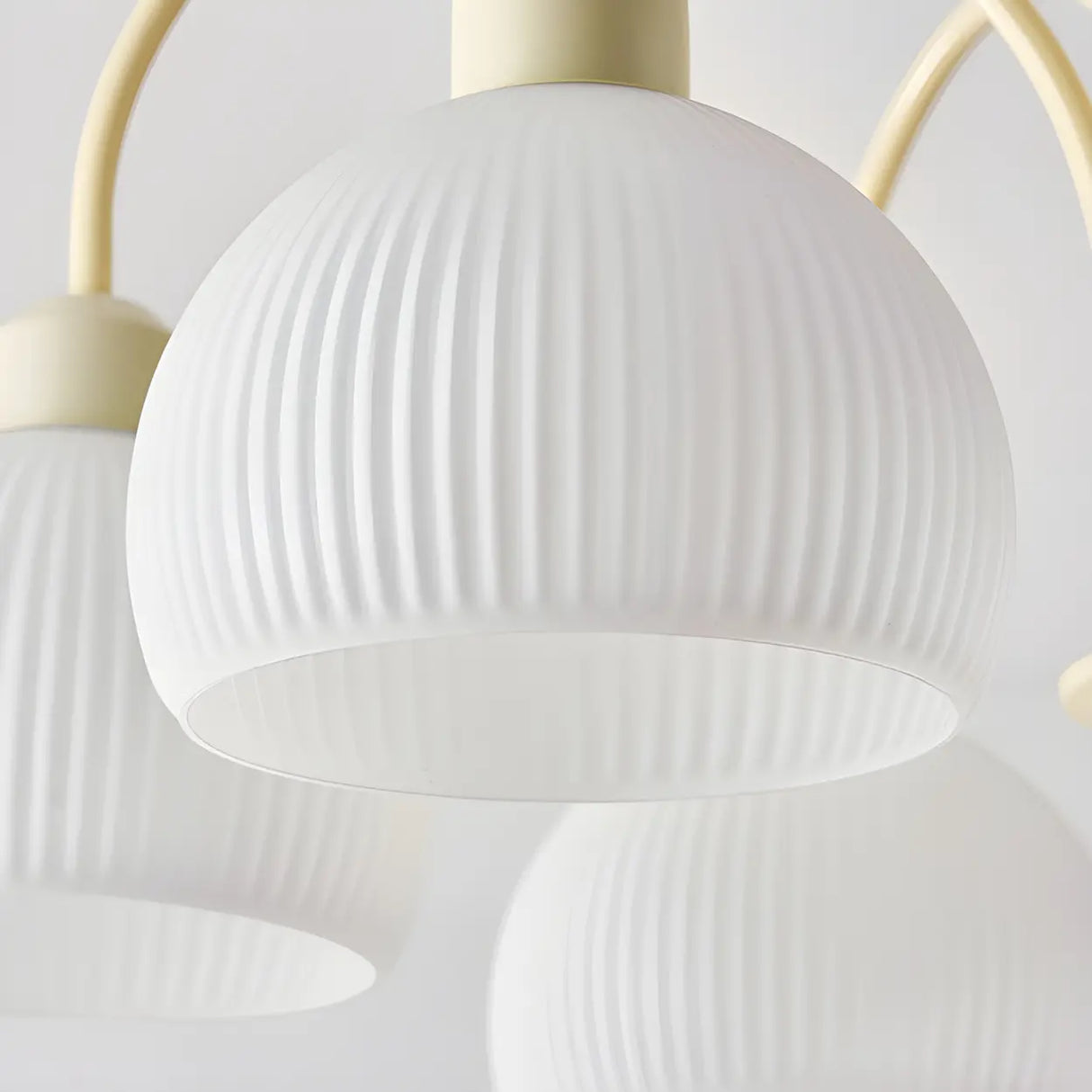 Modern White Chandeliers Downrods Dome Flower Living Room Image - 15