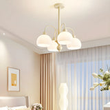 Modern White Chandeliers Downrods Dome Flower Living Room Image - 16
