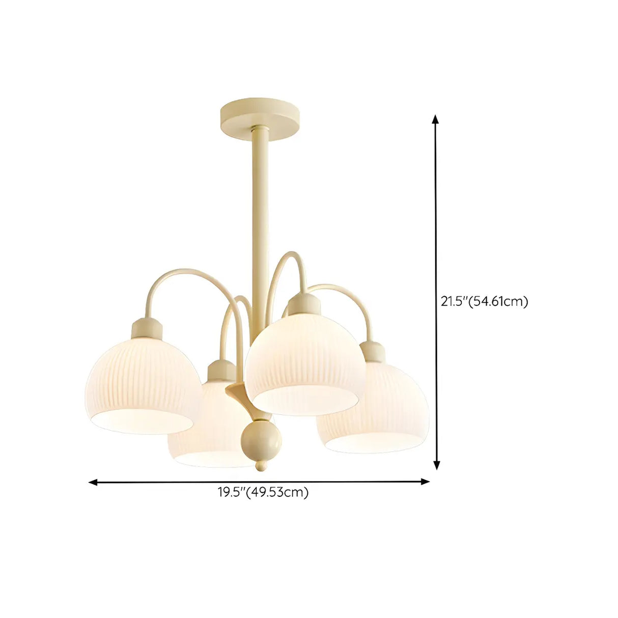 Modern White Chandeliers Downrods Dome Flower Living Room Image - 19
