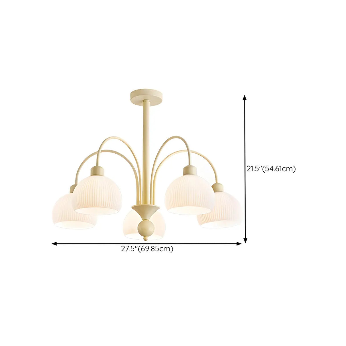 Modern White Chandeliers Downrods Dome Flower Living Room Image - 20