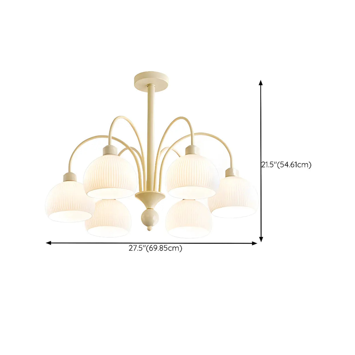 Modern White Chandeliers Downrods Dome Flower Living Room Image - 21