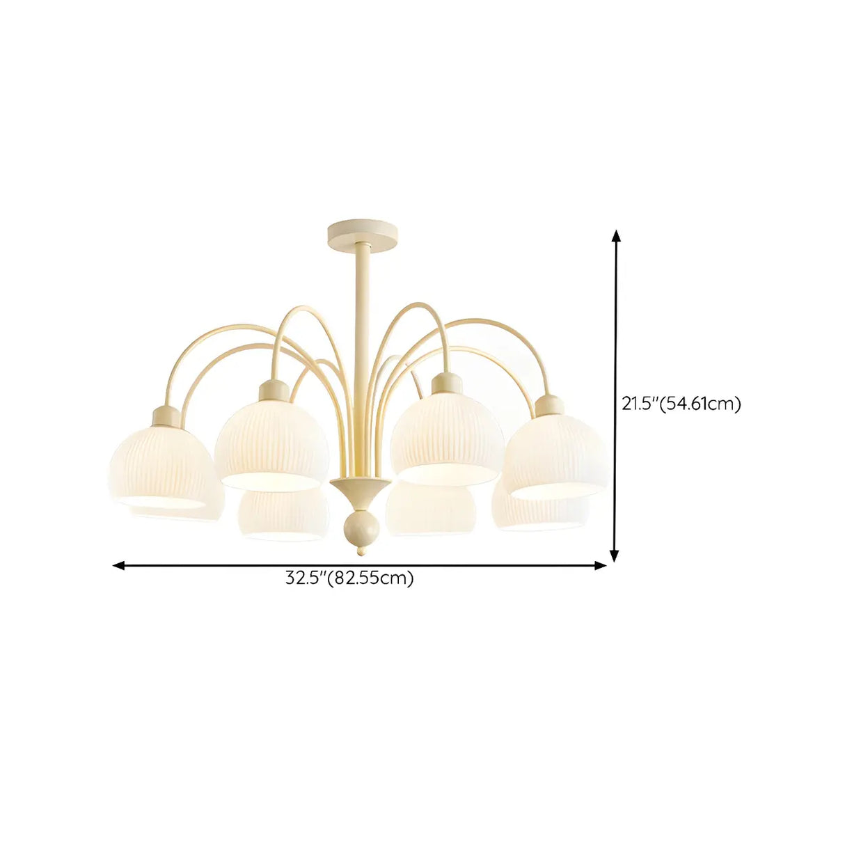 Modern White Chandeliers Downrods Dome Flower Living Room Image - 22