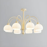 Modern White Chandeliers Downrods Dome Flower Living Room Image - 3