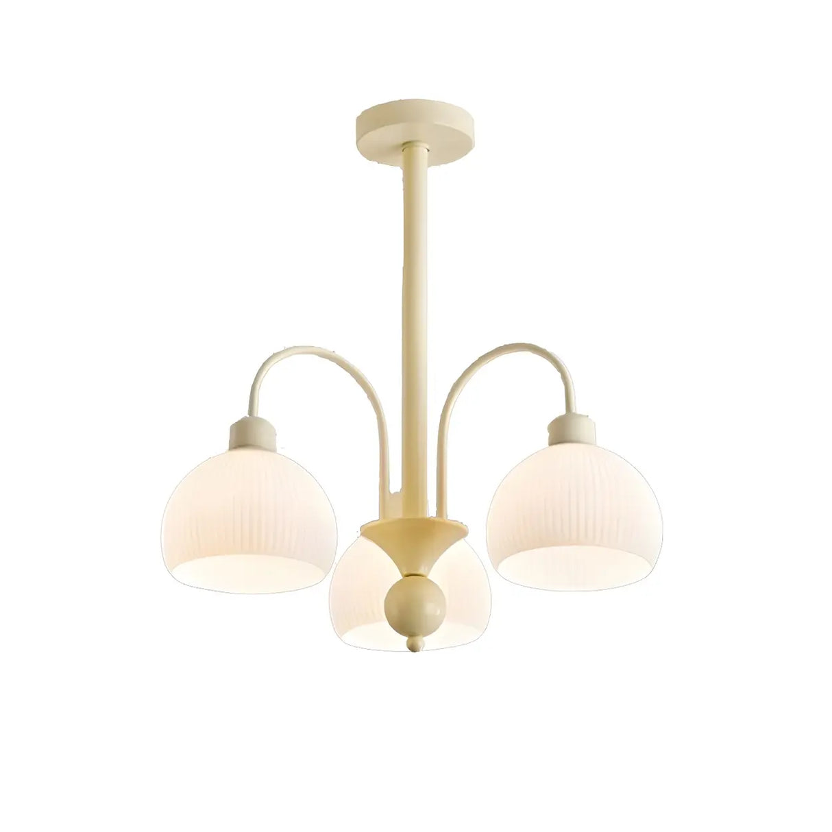 Modern White Chandeliers Downrods Dome Flower Living Room Image - 7