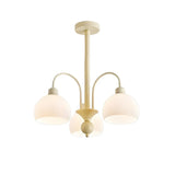 Modern White Chandeliers Downrods Dome Flower Living Room Image - 7