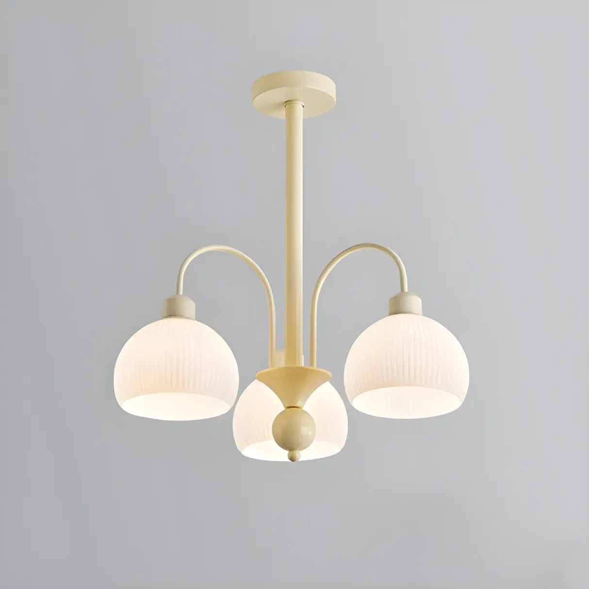Modern White Chandeliers Downrods Dome Flower Living Room Image - 8