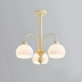 Modern White Chandeliers Downrods Dome Flower Living Room Image - 8