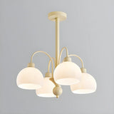 Modern White Chandeliers Downrods Dome Flower Living Room Image - 9
