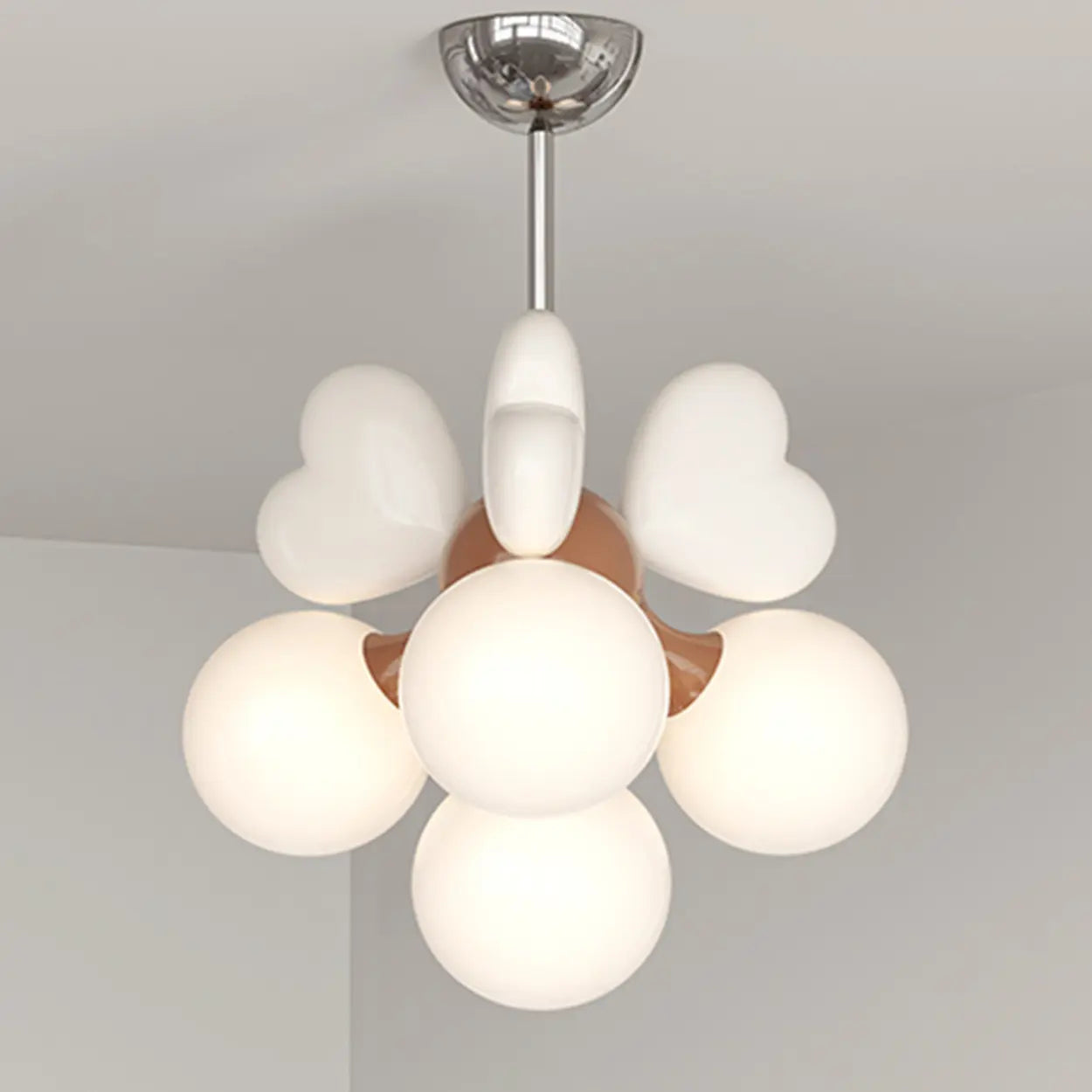 Modern White Chandeliers Resin Pink Heart Glass Ball Bedroom Image - 2