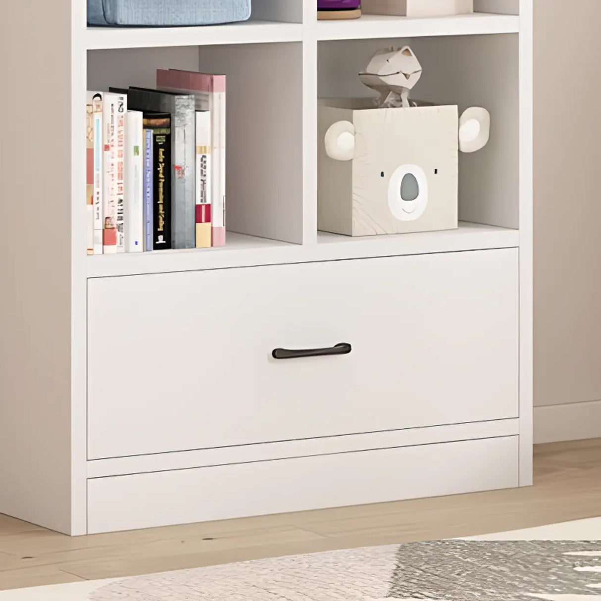 Modern White Closed Wood Drawers Storage Bookcases Image - 12