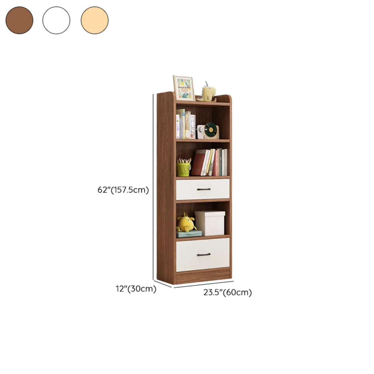 Modern White Closed Wood Drawers Storage Bookcases 