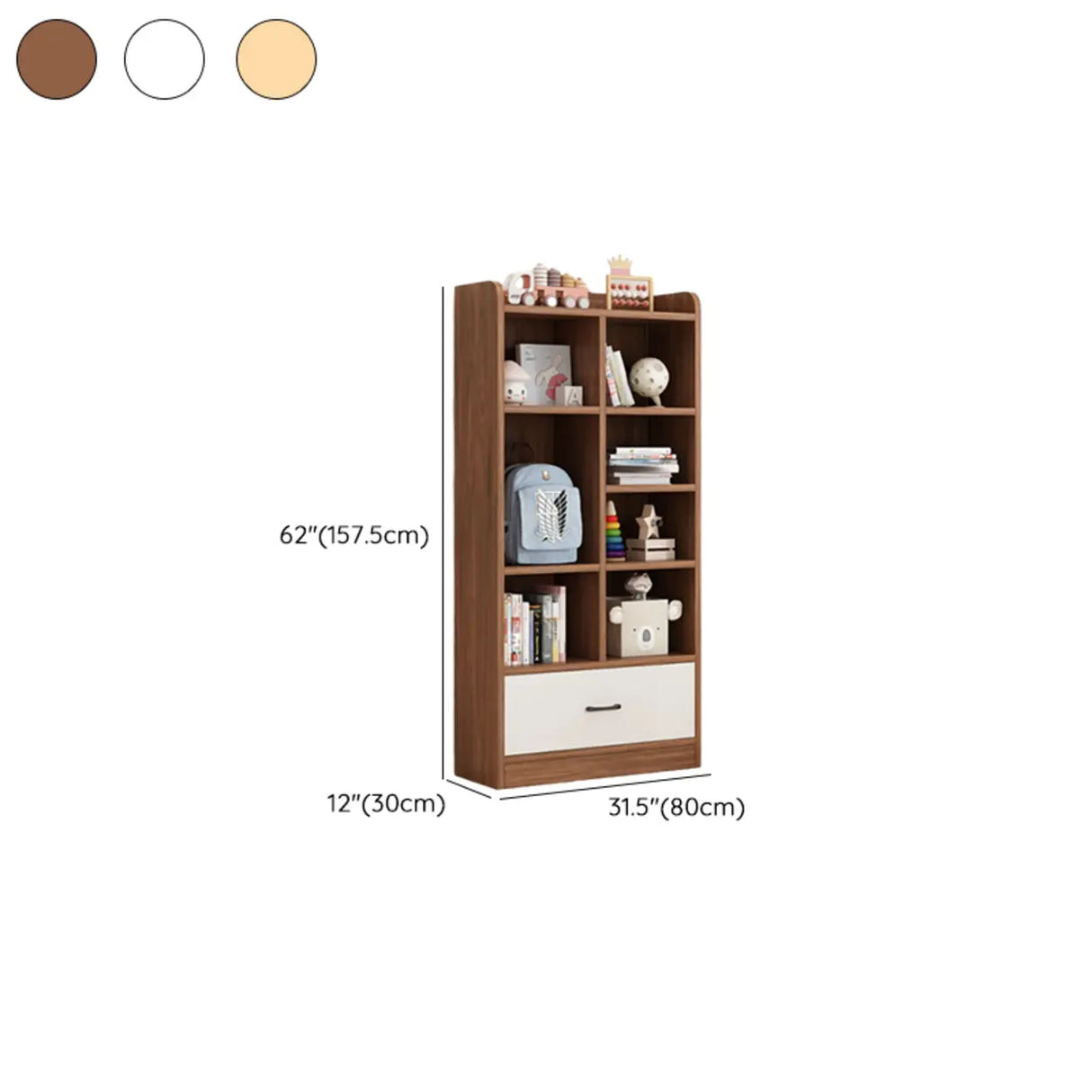 Modern White Closed Wood Drawers Storage Bookcases Image - 17