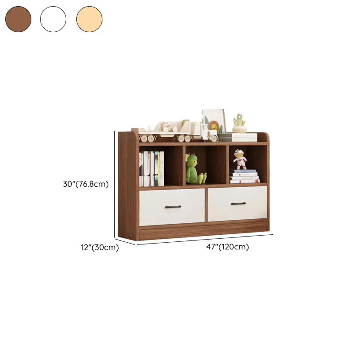Modern White Closed Wood Drawers Storage Bookcases Image - 19