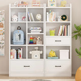Modern White Closed Wood Drawers Storage Bookcases Image - 1