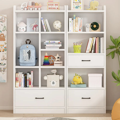Modern White Closed Wood Drawers Storage Bookcases Image - 1