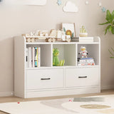 Modern White Closed Wood Drawers Storage Bookcases Image - 2