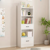 Modern White Closed Wood Drawers Storage Bookcases Image - 3