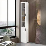 Modern White Composite Wood Corner Large Bookcases Image - 11
