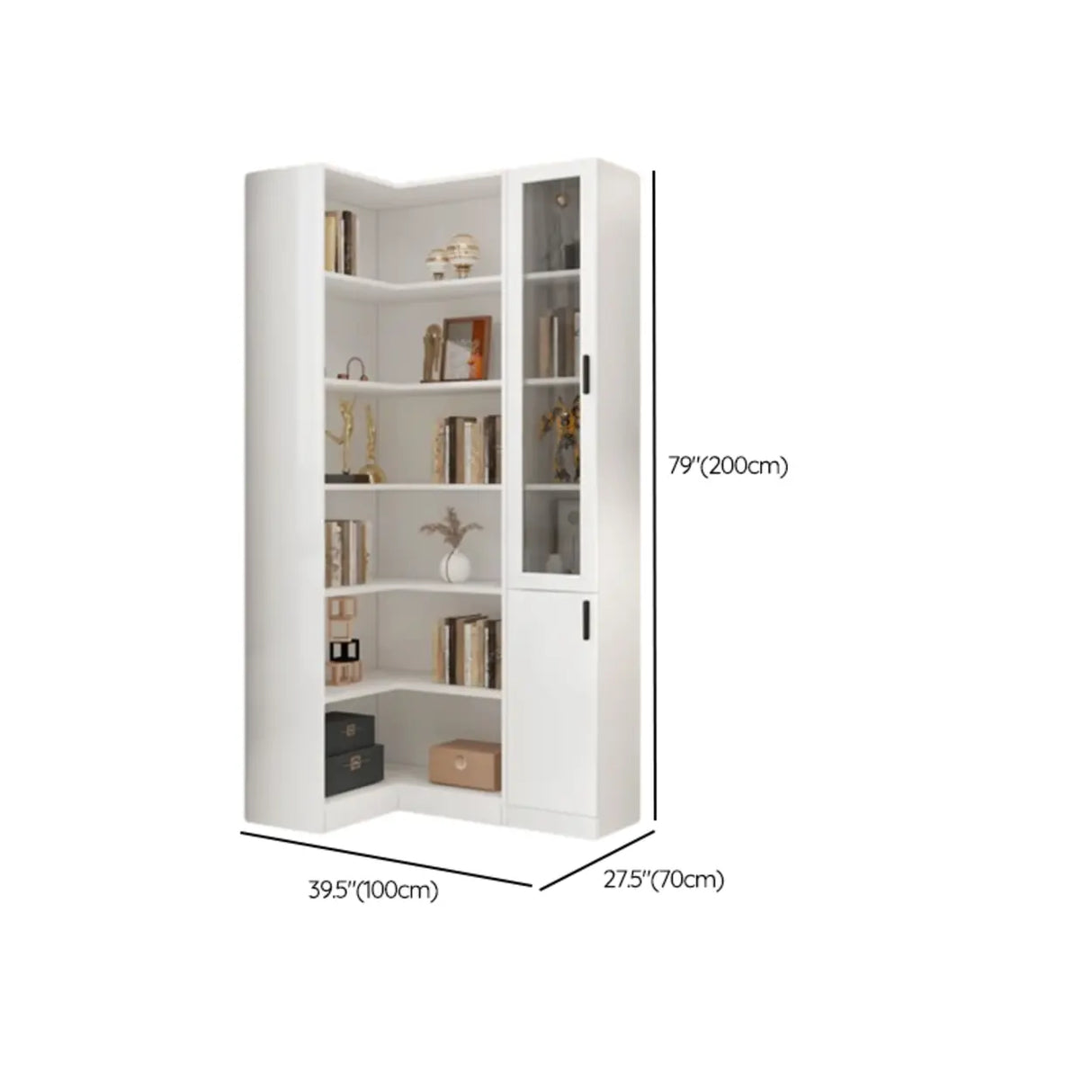 Modern White Composite Wood Corner Large Bookcases 