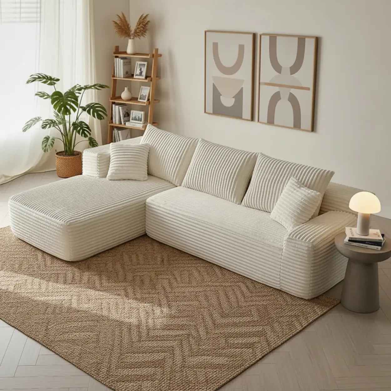 Modern White Compressed Modular Sofa in a Box Image - 1