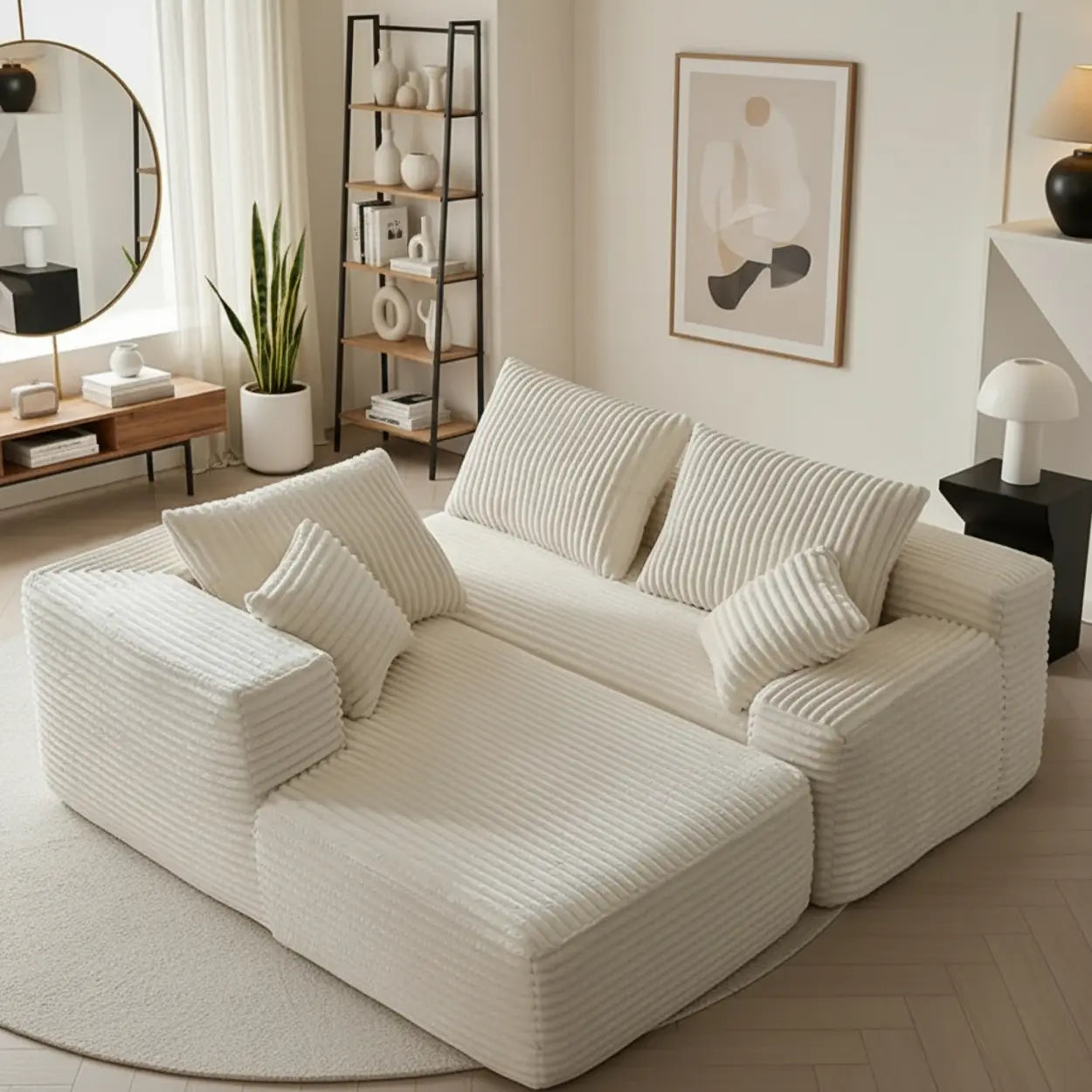 Modern White Compressed Modular Sofa in a Box Image - 2