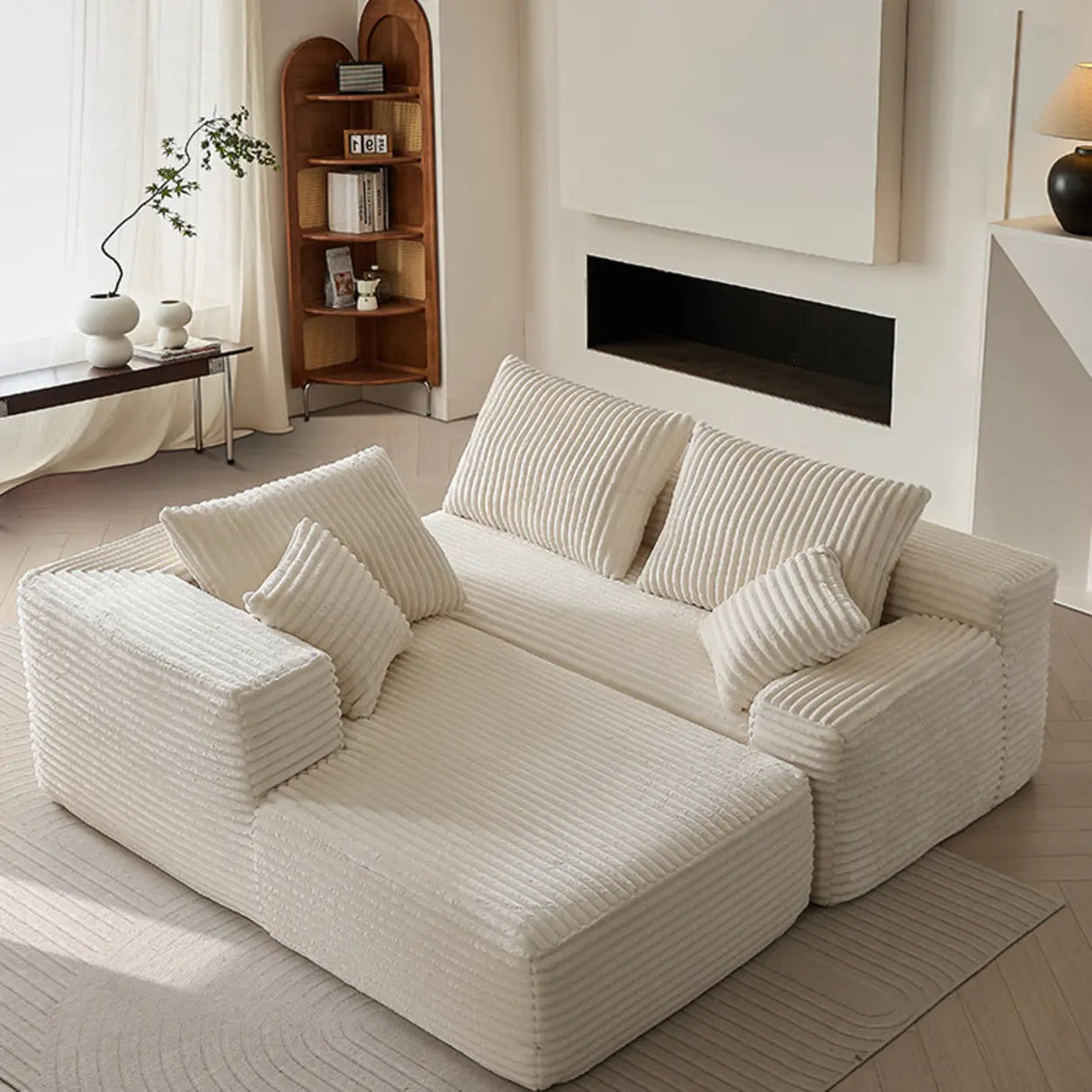 Modern White Compressed Modular Sofa Image - 3