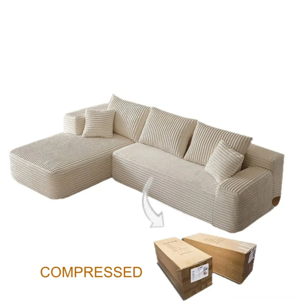 Modern White Compressed Modular Sofa Image - 4