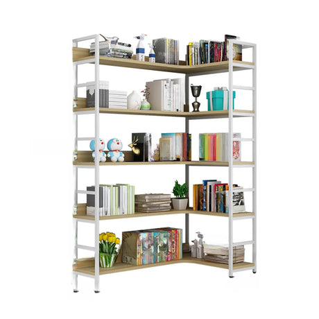 Modern White Corner Open Back Large Display Bookshelf Image - 2