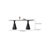 Modern White Double Pedestal Oval Ellipse Stone Dining Table Image - 10