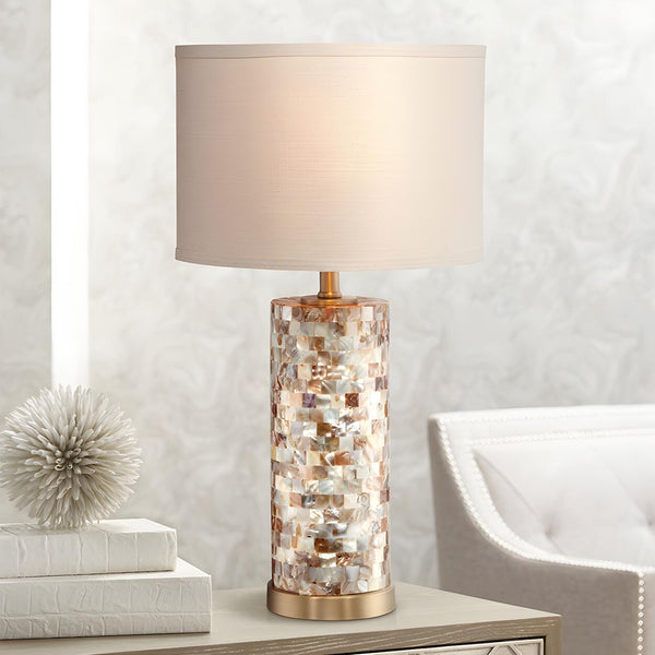 Modern White Drum Fabric Shade Cylind...